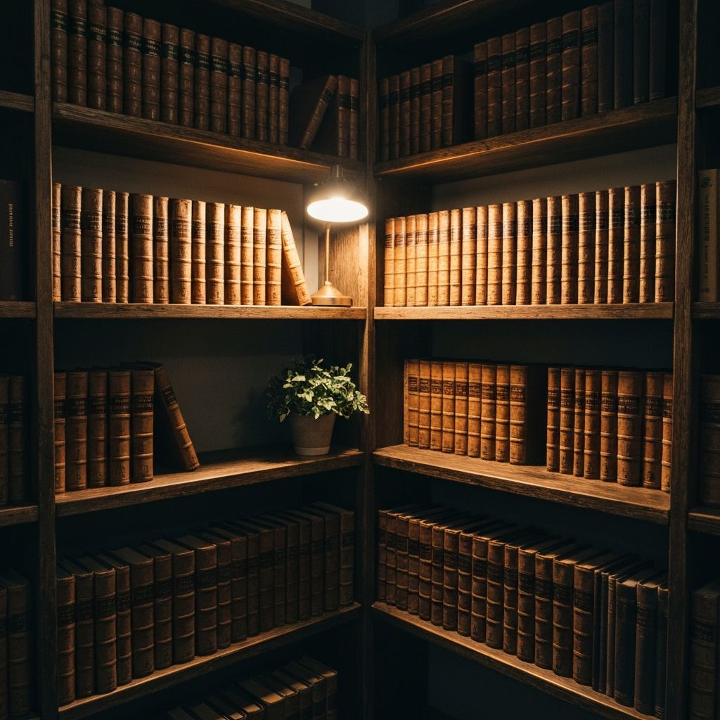 Calm educational environment with books and natural elements