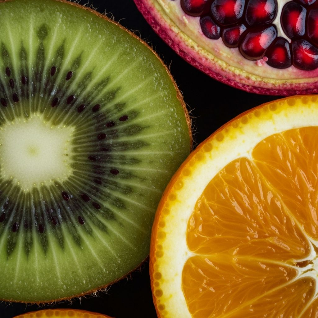 Close up of fresh fruit textures